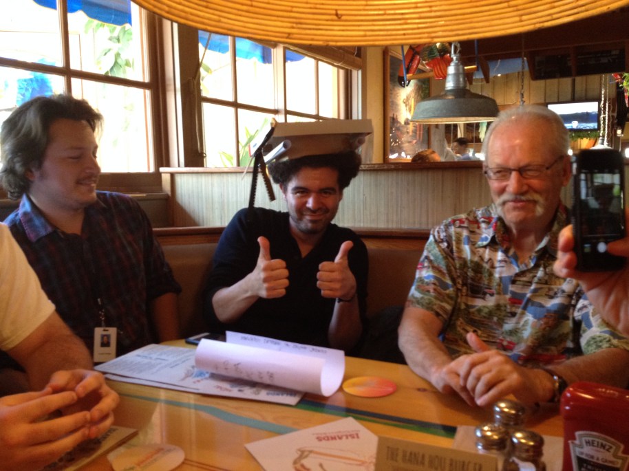 Julian (middle) says goodbye to film vault.